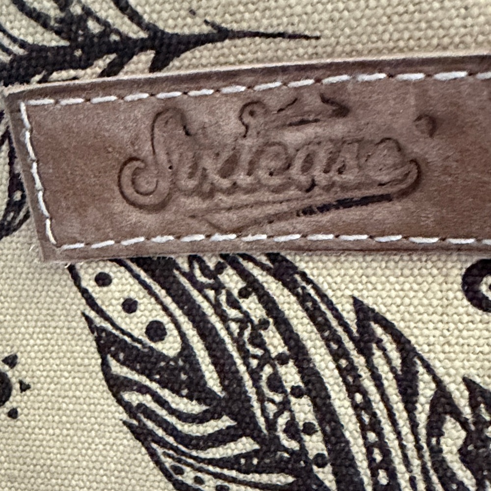 Sixtease Faux Cowhide Canvas Cowgirl Chic Purse Feathers Western Adj. Strap - Picture 12 of 12